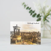 Edinburgh Scotland Panorama View Vintage Travel Postkarte (Stehend Vorderseite)