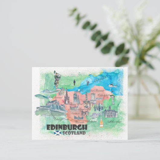 Edinburgh Scotland Reiseplan Postkarte (Stehend Vorderseite)