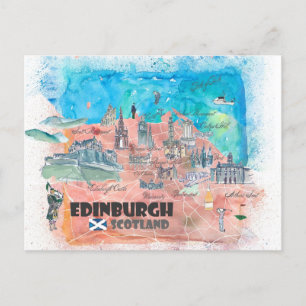 Edinburgh Scotland Reiseplan Postkarte