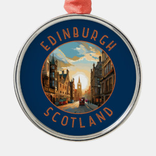 Edinburgh Scotland Retro Distressed Circle Ornament Aus Metall