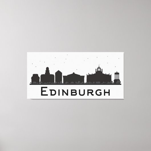 Edinburgh Scotland | Schwarz-Weiß-Skyline Leinwanddruck (Vorderseite)