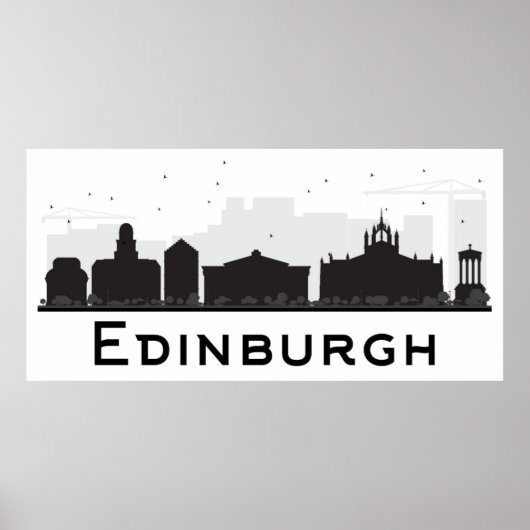 Edinburgh Scotland | Schwarz-Weiß-Skyline Poster (Vorne)