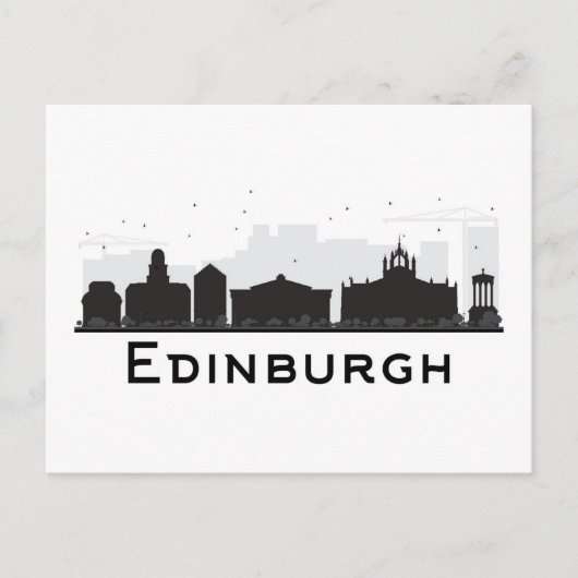 Edinburgh Scotland | Schwarz-Weiß-Skyline Postkarte (Vorderseite)