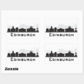 Edinburgh Scotland | Schwarz-Weiß-Skyline Rechteckiger Aufkleber (Blatt)