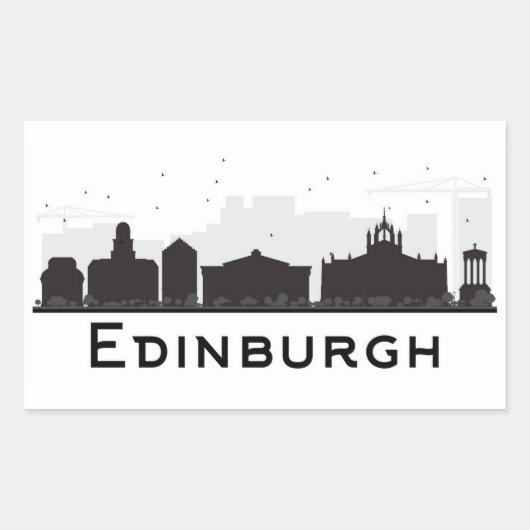 Edinburgh Scotland | Schwarz-Weiß-Skyline Rechteckiger Aufkleber (Vorderseite)