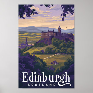 Edinburgh Scotland Vintag Art Travel Illustration Poster