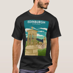 Edinburgh Scotland Vintag Minimal Travel Poster T-Shirt
