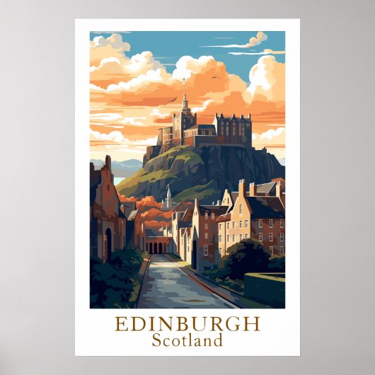 Edinburgh Scotland Vintage Travel Castle Art Poster (Vorne)