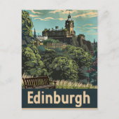 Edinburgh Scotland Vintage Travel Illustration Postkarte (Vorderseite)