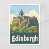 Edinburgh Scotland Vintage Travel Illustration Postkarte (Vorderseite)