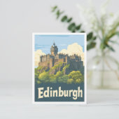 Edinburgh Scotland Vintage Travel Illustration Postkarte (Stehend Vorderseite)