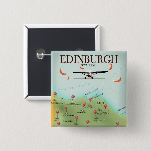 Edinburgh Scotland Vintager Stil Kartenposter druc Button (Vorne & Hinten)