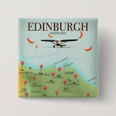 Edinburgh Scotland Vintager Stil Kartenposter druc Button (Vorderseite)