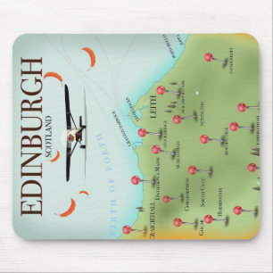 Edinburgh Scotland Vintager Stil Kartenposter druc Mousepad