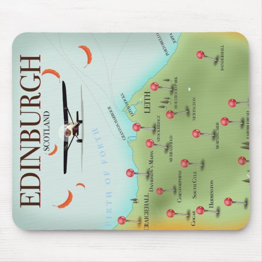 Edinburgh Scotland Vintager Stil Kartenposter druc Mousepad (Vorne)