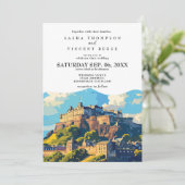 Edinburgh Scotland Wedding Invitation Retro Einladung (Stehend Vorderseite)