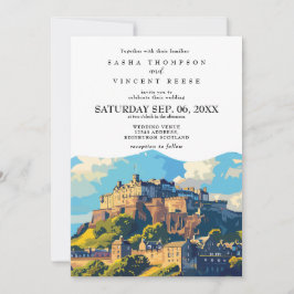 Edinburgh Scotland Wedding Invitation Retro Einladung