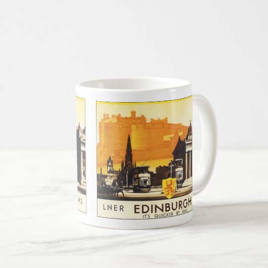 Edinburgh über LNER Schienen-Plakat Kaffeetasse (VorderseiteRechts)