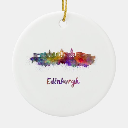 Edinburgh V2 skyline im Watercolor Keramik Ornament (Vorne)