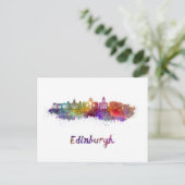 Edinburgh V2 Skyline in Aquarell Postkarte (Stehend Vorderseite)