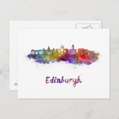 Edinburgh V2 Skyline in Aquarell Postkarte (Vorne/Hinten)