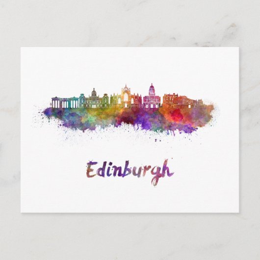 Edinburgh V2 Skyline in Aquarell Postkarte (Vorderseite)