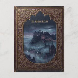 "EDINBURGH" Vintage-Lederbucheinband mit Schloss Feiertagspostkarte