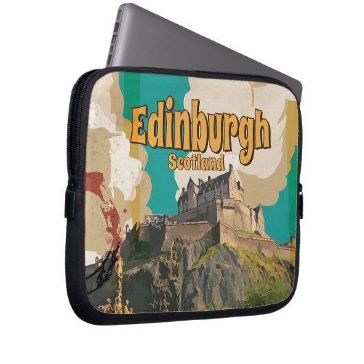 Edinburgh Vintage Travel Poster Laptopschutzhülle (Vorne Rechts)
