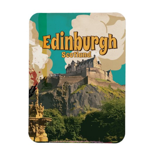 Edinburgh Vintage Travel Poster Magnet (Vertikal)