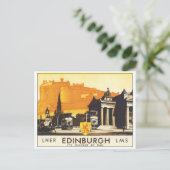 Edinburgh Vintage Travel Poster Postkarte (Stehend Vorderseite)