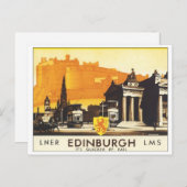 Edinburgh Vintage Travel Poster Postkarte (Vorne/Hinten)