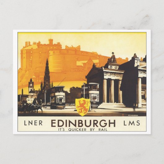 Edinburgh Vintage Travel Poster Postkarte (Vorderseite)
