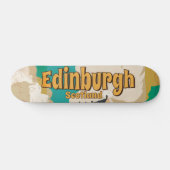 Edinburgh Vintage Travel Poster Skateboard (Horizontal)