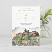 Edinburgh Watercolor Invitation Einladung (Stehend Vorderseite)