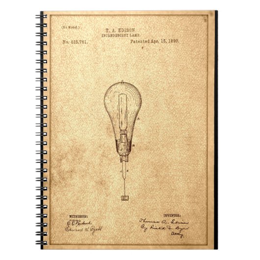 Edison Bulb Patent Notizblock (Vorderseite)