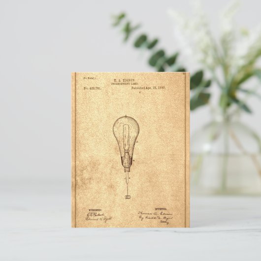 Edison Bulb Patent Postkarte (Stehend Vorderseite)