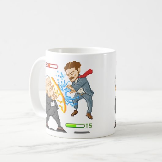 Edison gegen Tesla Kaffeetasse (Vorderseite Links)