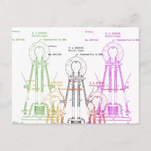 Edison Glühbirne Postkarte (Vorderseite)