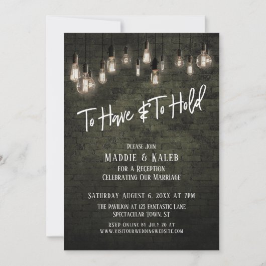 Edison-Lampen aus Industriebiegel Einladung (Vorderseite)