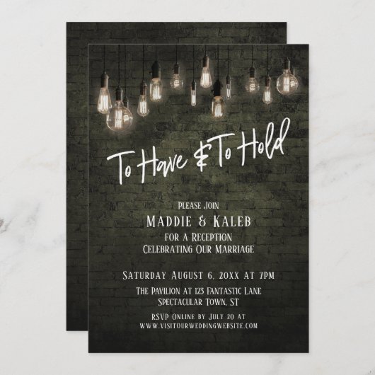 Edison-Lampen aus Industriebiegel Einladung (Vorne/Hinten)