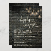 Edison-Lampen aus Industrieblatt sind glücklich fü Einladung (Vorne/Hinten)