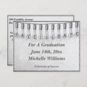 Edison Light Bulb Abschluss Save the Date Ankündigungspostkarte (Vorne/Hinten)