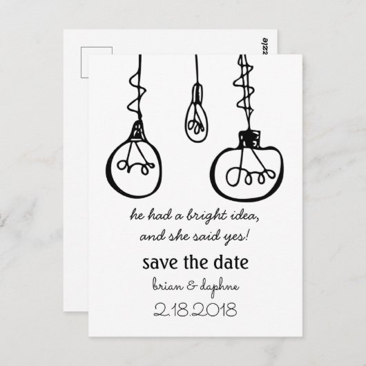 Edison Light Bulb Save the Date Postkarte (Vorne/Hinten)