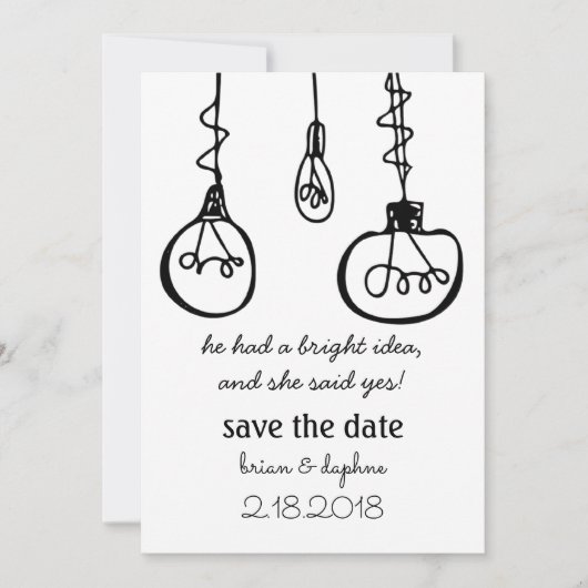Edison Lightbulb Save the Date Einladung (Vorderseite)
