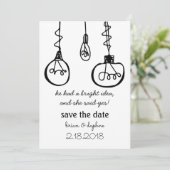 Edison Lightbulb Save the Date Einladung (Stehend Vorderseite)