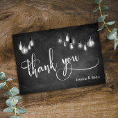 Edison Lights Chalkboard Elegantes Script Flat Dankeskarte