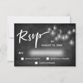 Edison Lights Chalkboard Moderne Kalligrafie UAWG RSVP Karte