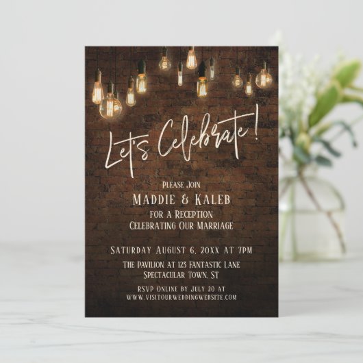 Edison Lights - Feiern Einladung (Stehend Vorderseite)