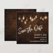 Edison Lights & Industrial Brown Briwn Wall Save The Date (Vorne/Hinten)