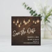 Edison Lights & Industrial Brown Briwn Wall Save The Date (Stehend Vorderseite)